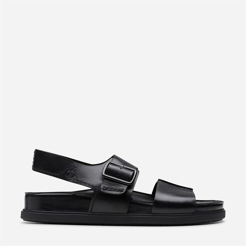 Clarks Mens Torford Ankle Strap Sandals Black Leather - Image 1