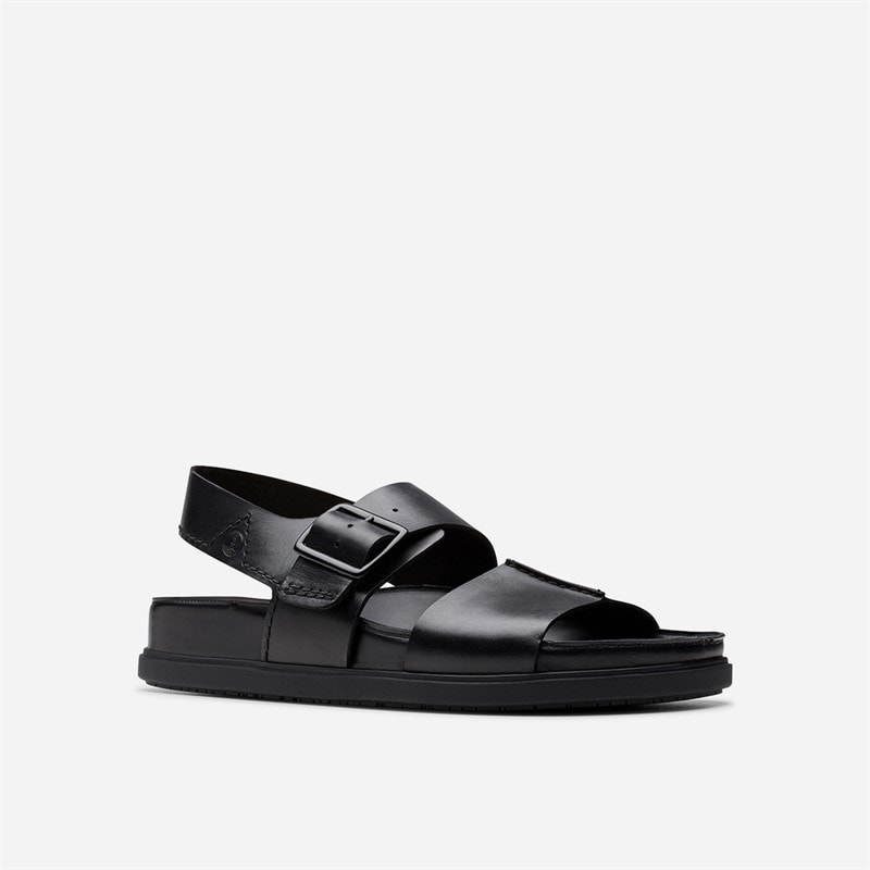 Clarks Mens Torford Ankle Strap Sandals Black Leather - Image 2