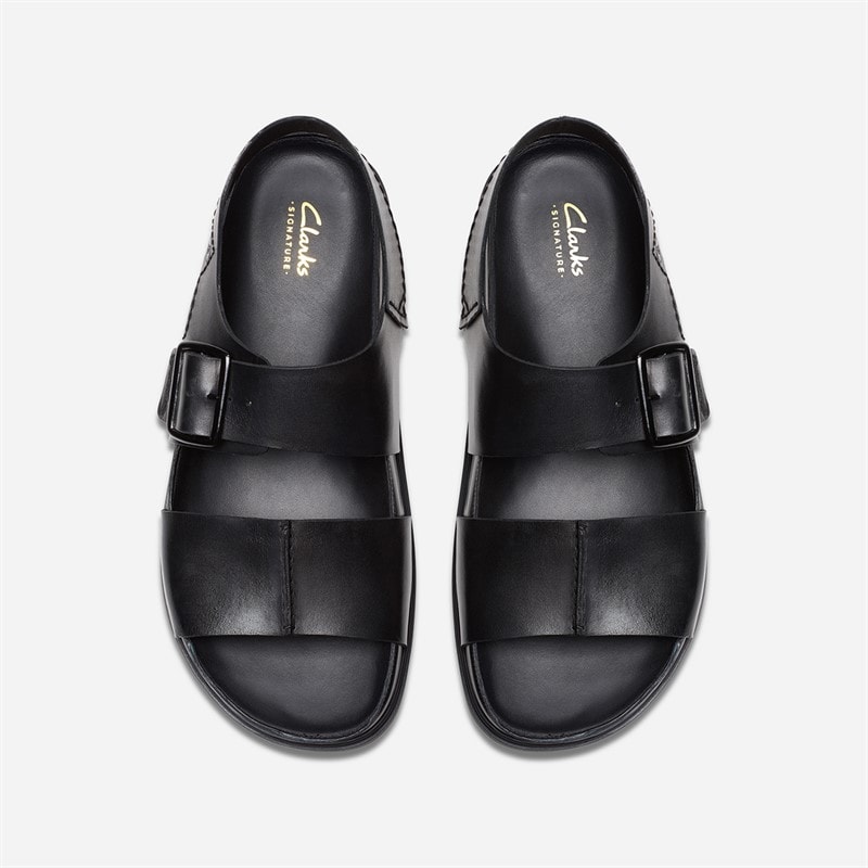 Clarks Mens Torford Ankle Strap Sandals Black Leather - Image 4