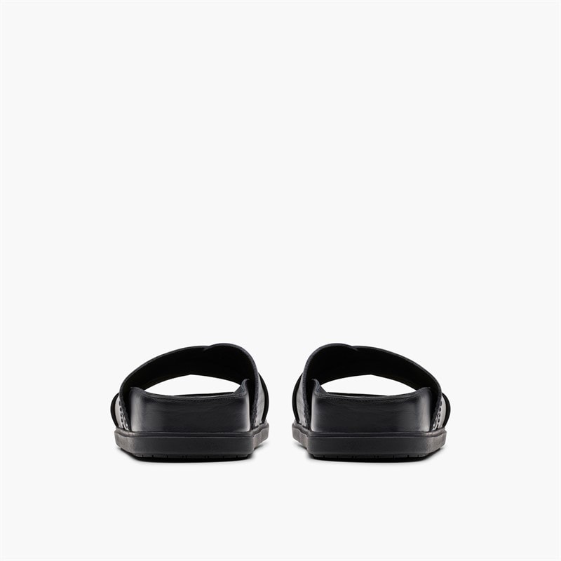 Clarks Mens Torford Cross Strap Sandals Black Leather - Image 5