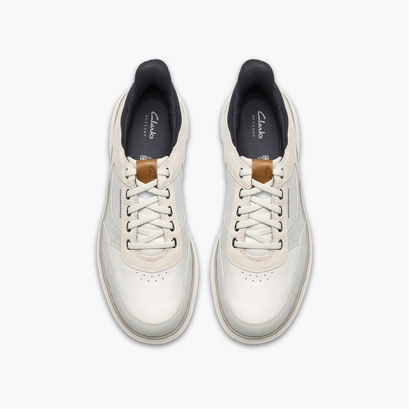 Clarks Mens Mullan Eay Trainers White Combi - Image 2