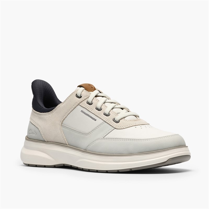 Clarks Mens Mullan Eay Trainers White Combi - Image 4