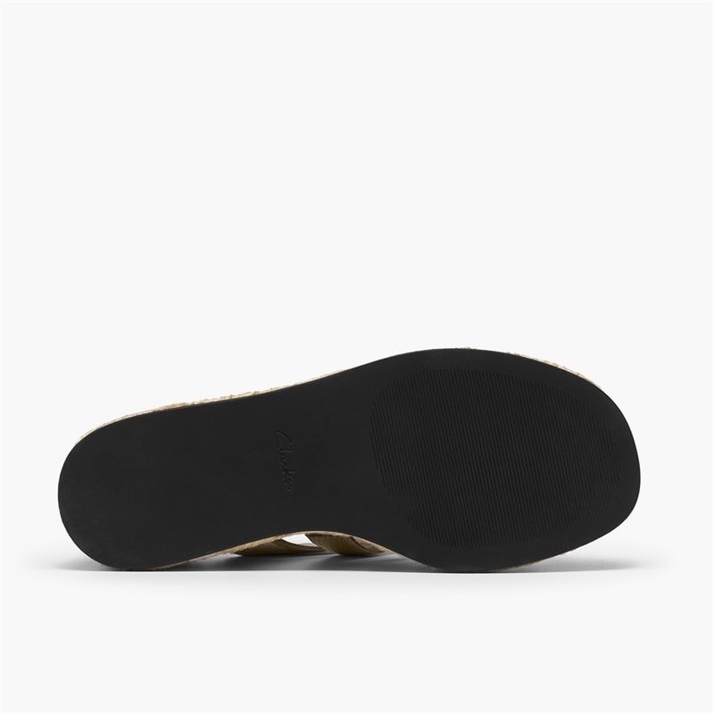 Clarks Womens Tessiah Strap Sandals Gold Leather - Image 3