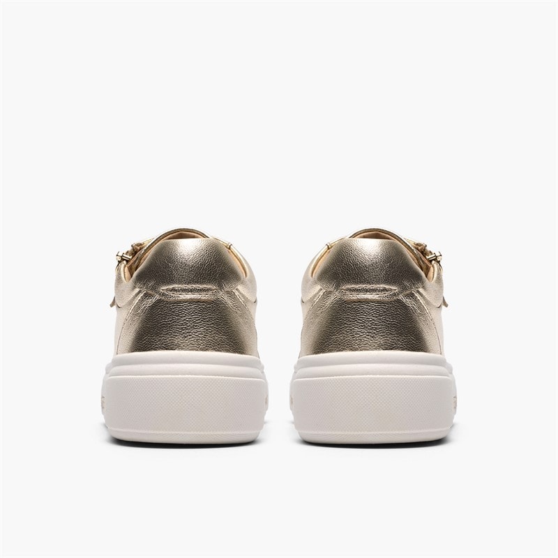 Clarks Womens Hollyrose Zip Trainers Gold Leather - Image 5