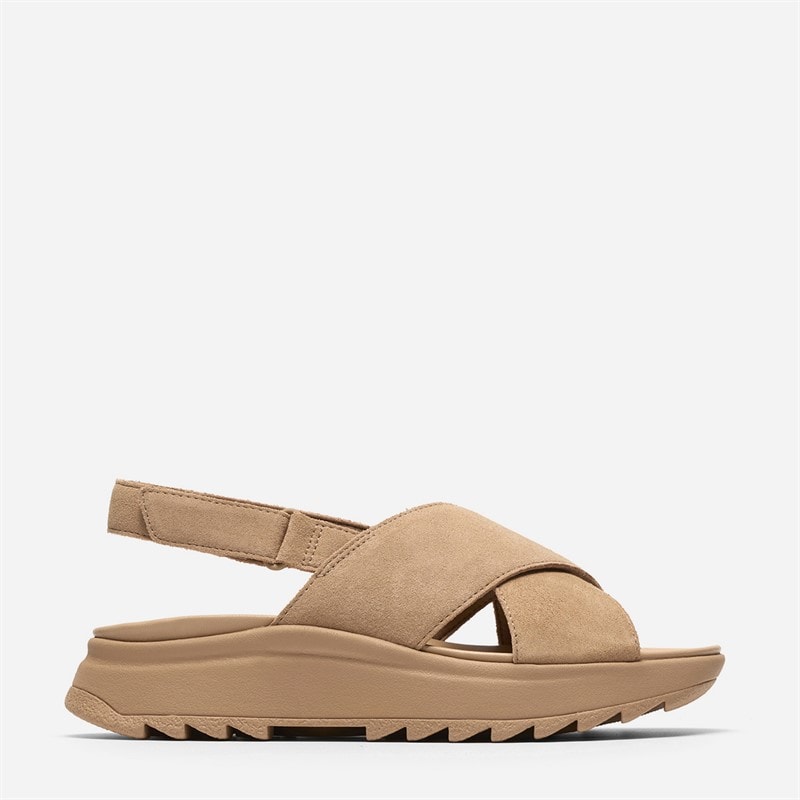 Clarks Womens Dashlite Wish Ankle Strap Sandals Beige Suede