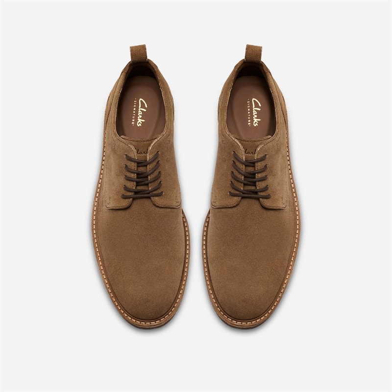 Clarks Mens Aldwin Lace Up Shoes Tan Suede - Image 2