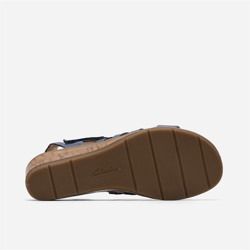Clarks Womens Kacha Step Sandals Denim Blue Leather - Image 3
