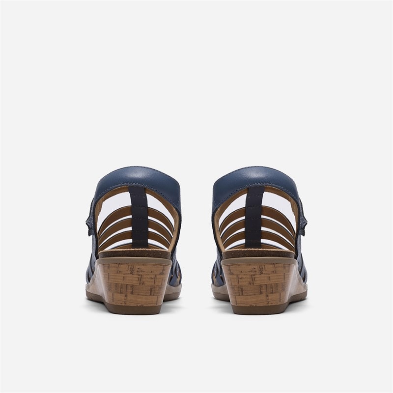 Clarks Womens Kacha Step Sandals Denim Blue Leather - Image 5