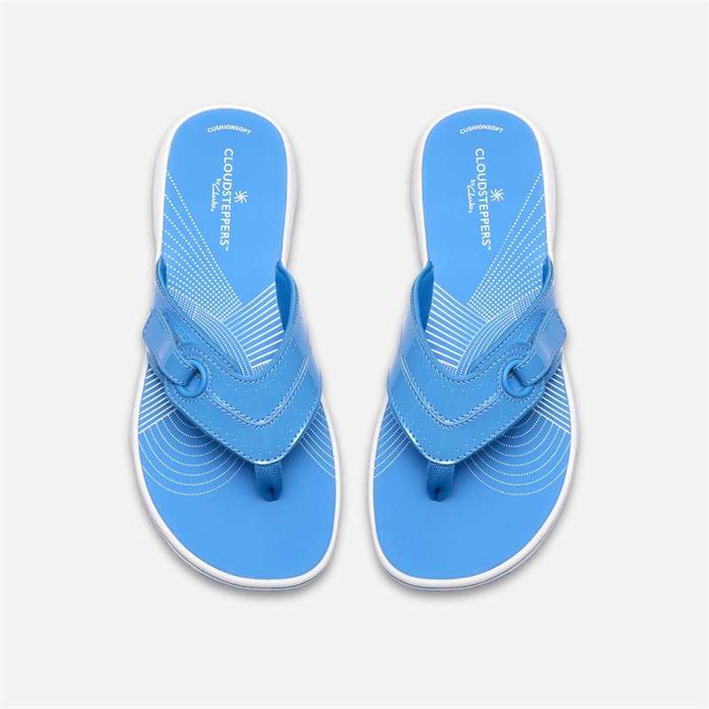Clarks Womens Brinkley Reyna Flip Flops Bright Blue - Image 2