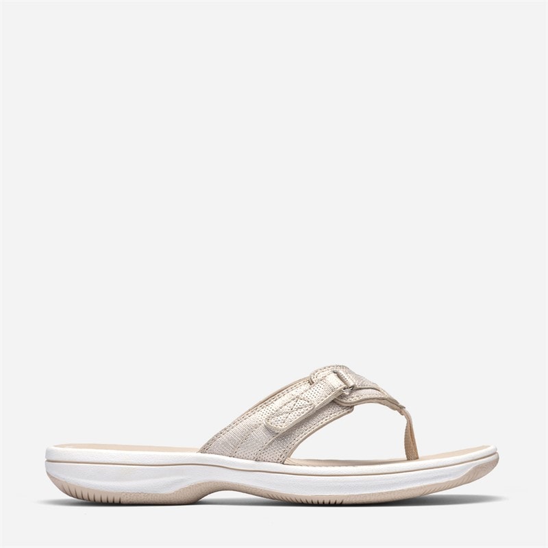 Clarks Womens Brinkley Sea Flip Flops Soft Gold - Image 1