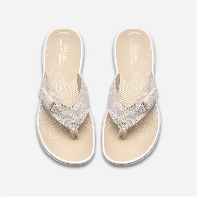 Clarks Womens Brinkley Sea Flip Flops Soft Gold - Image 2