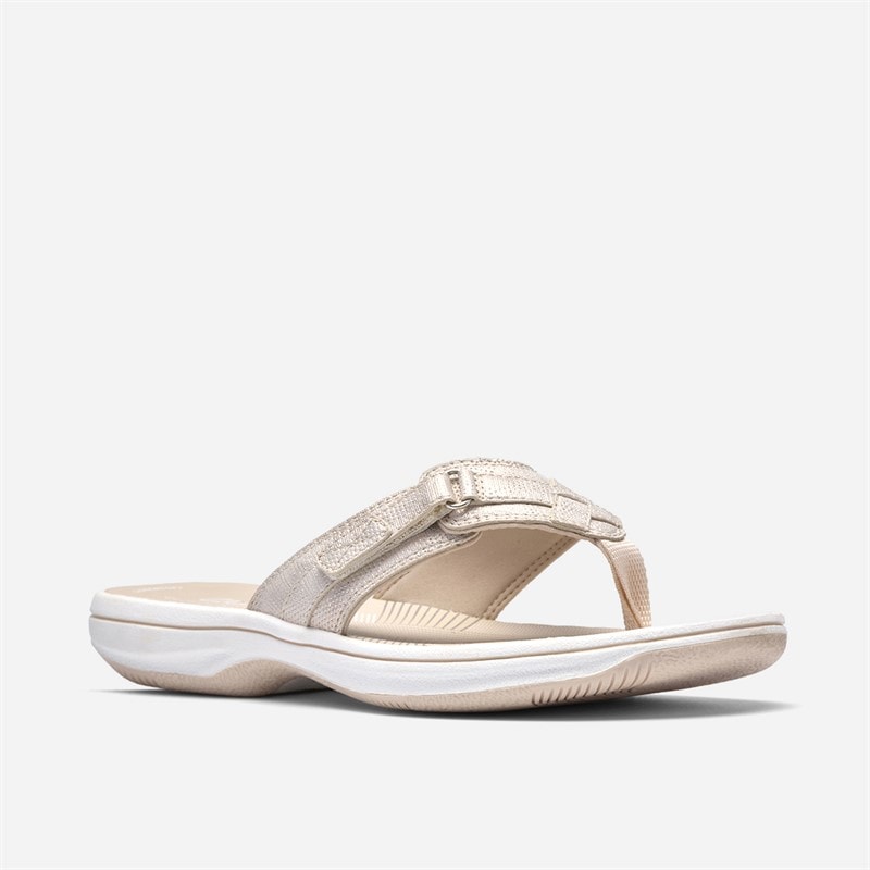 Clarks Womens Brinkley Sea Flip Flops Soft Gold - Image 4