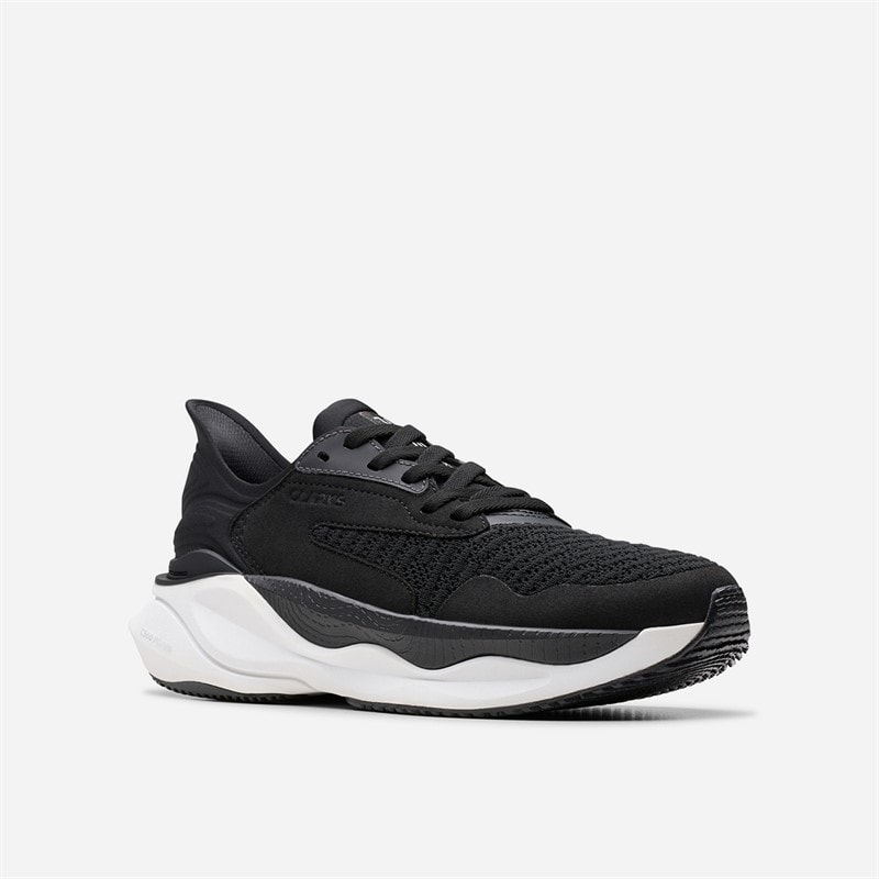 Clarks Womens Pace Trainers Black/White - Image 4