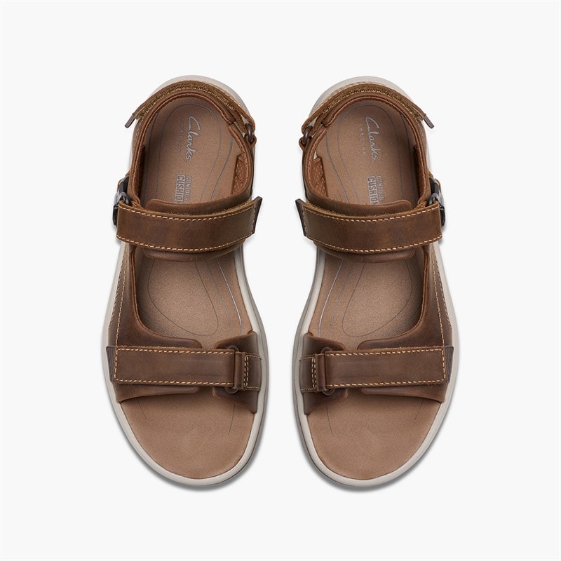 Clarks Mens Saltway Edge Sandals Light Tan Leather - Image 2