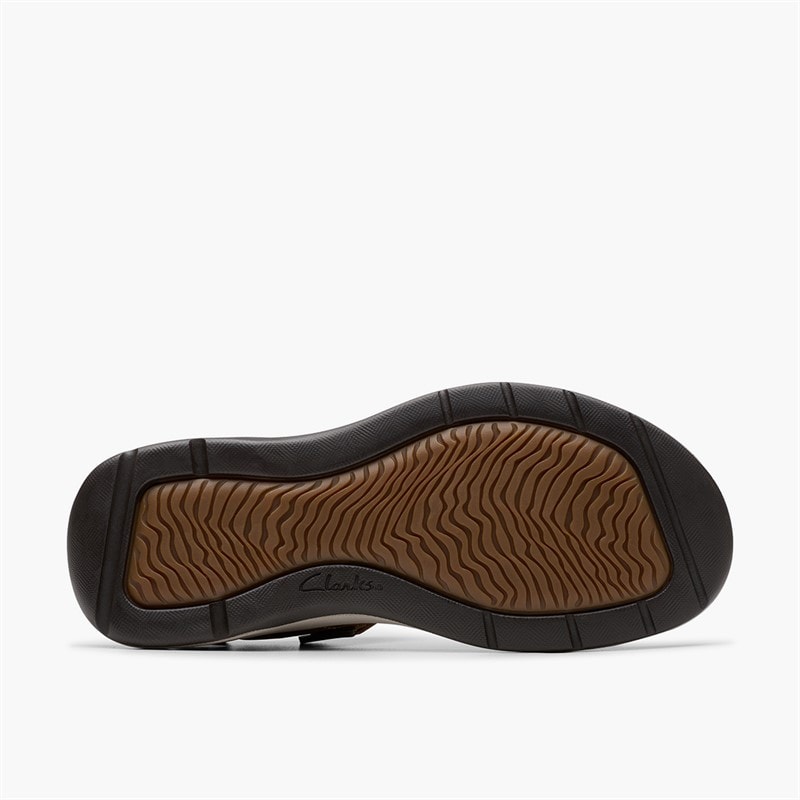 Clarks Mens Saltway Edge Sandals Light Tan Leather - Image 3