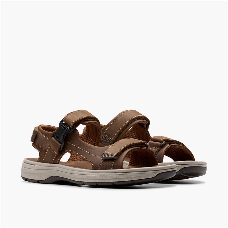 Clarks Mens Saltway Edge Sandals Light Tan Leather - Image 4