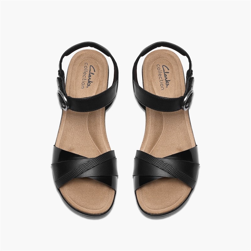 Clarks Womens Kacha Twist Sandals Black Leather - Image 2