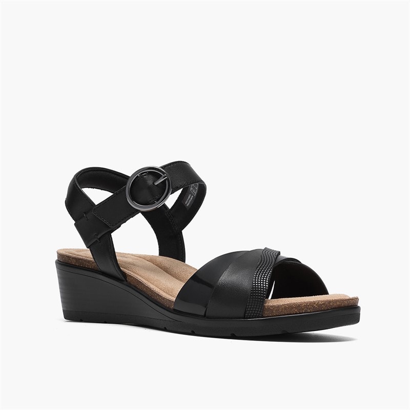 Clarks Womens Kacha Twist Sandals Black Leather - Image 4