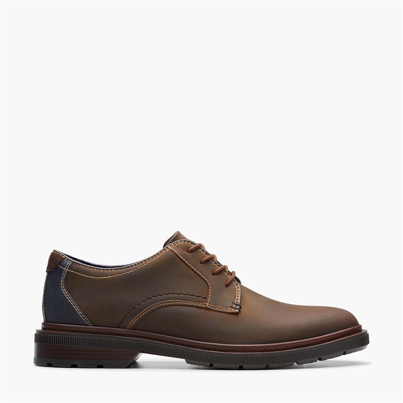 Clarks Mens Burchill Derby Shoes Beeswax Leather