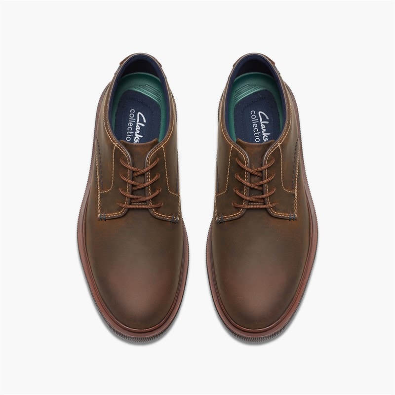 Clarks Mens Burchill Derby Shoes Beeswax Leather - Image 2