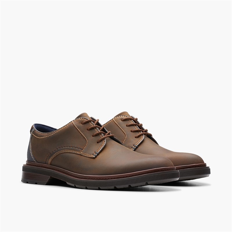 Clarks Mens Burchill Derby Shoes Beeswax Leather - Image 4