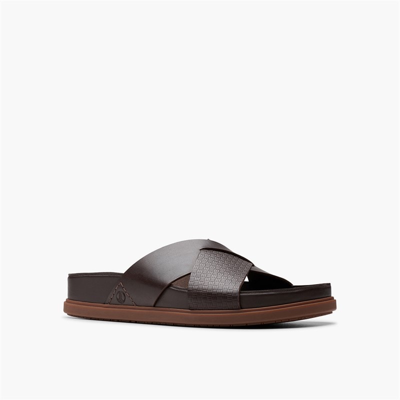 Clarks Mens Torford Cross Strap Sandals Brown Leather - Image 2