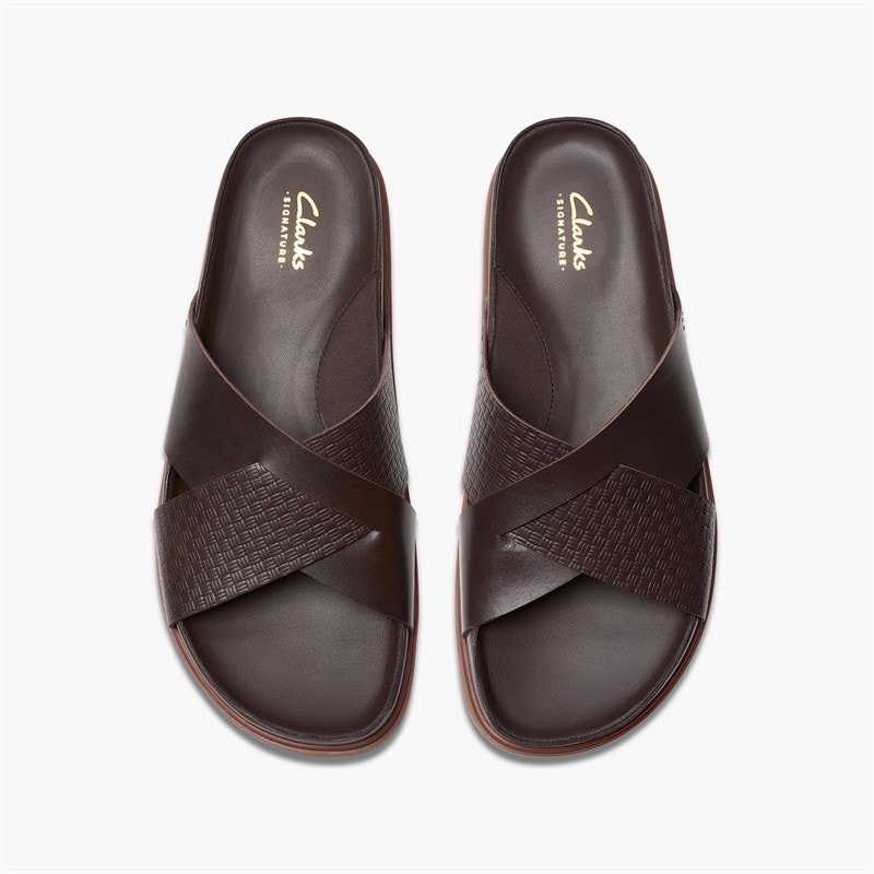 Clarks Mens Torford Cross Strap Sandals Brown Leather - Image 4
