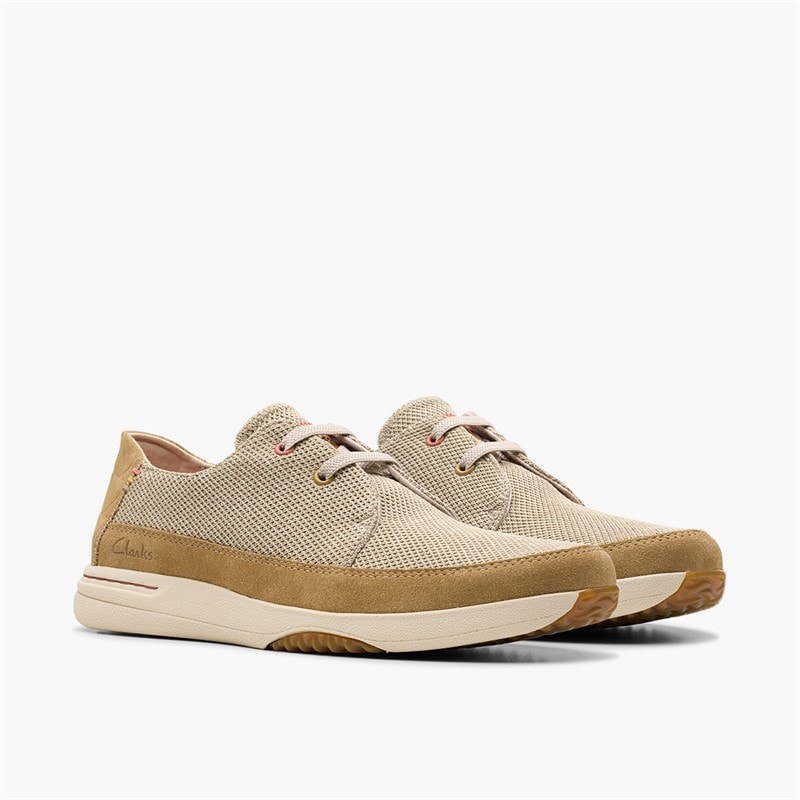 Clarks Mens Easeway Lace Up Shoes Sand Combi - Image 4