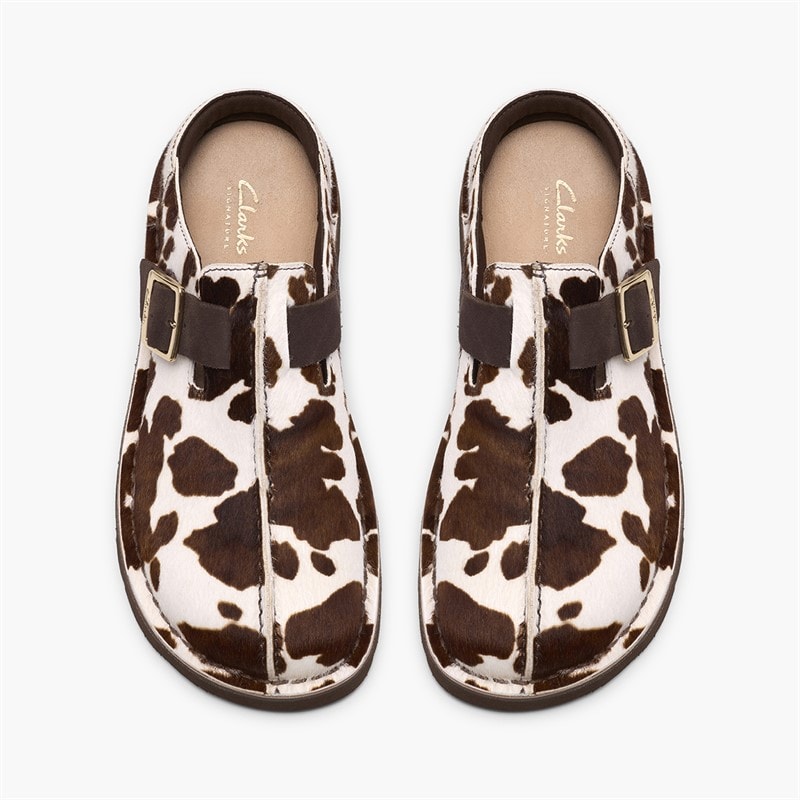 Clarks Womens Solsbury Mule Sandals Cow Print - Image 2