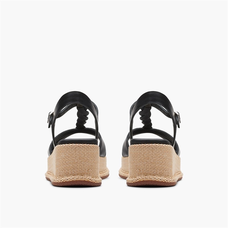 Clarks Womens Calenne Lily Wedge Sandals Black Leather - Image 5