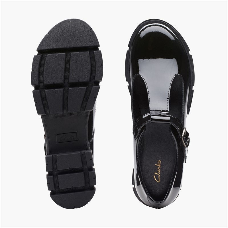 Clarks Womens Teala T-Bar Shoes Black Patent - Image 3