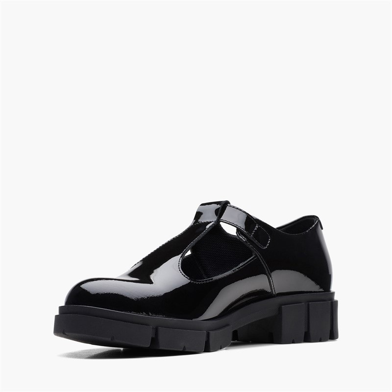 Clarks Womens Teala T-Bar Shoes Black Patent - Image 4