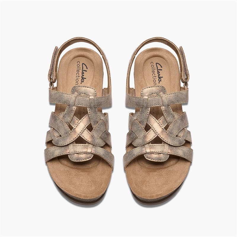 Clarks Womens Calenne Gracie Wedge Sandals Bronze Metallic - Image 2