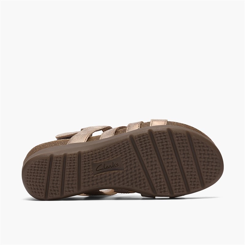 Clarks Womens Calenne Gracie Wedge Sandals Bronze Metallic - Image 3