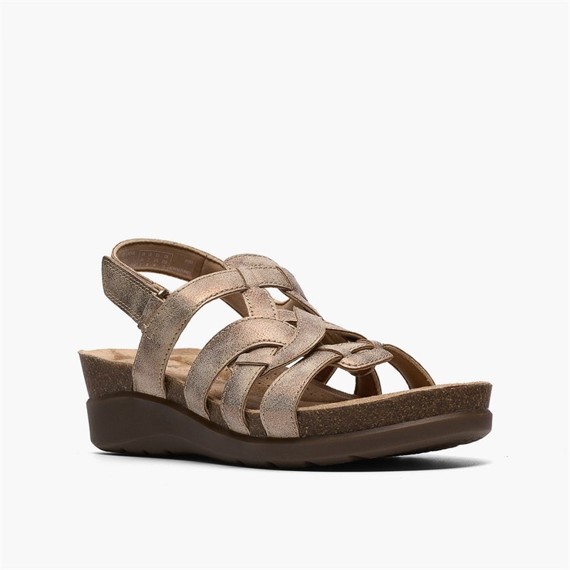 Clarks Womens Calenne Gracie Wedge Sandals Bronze Metallic - Image 4