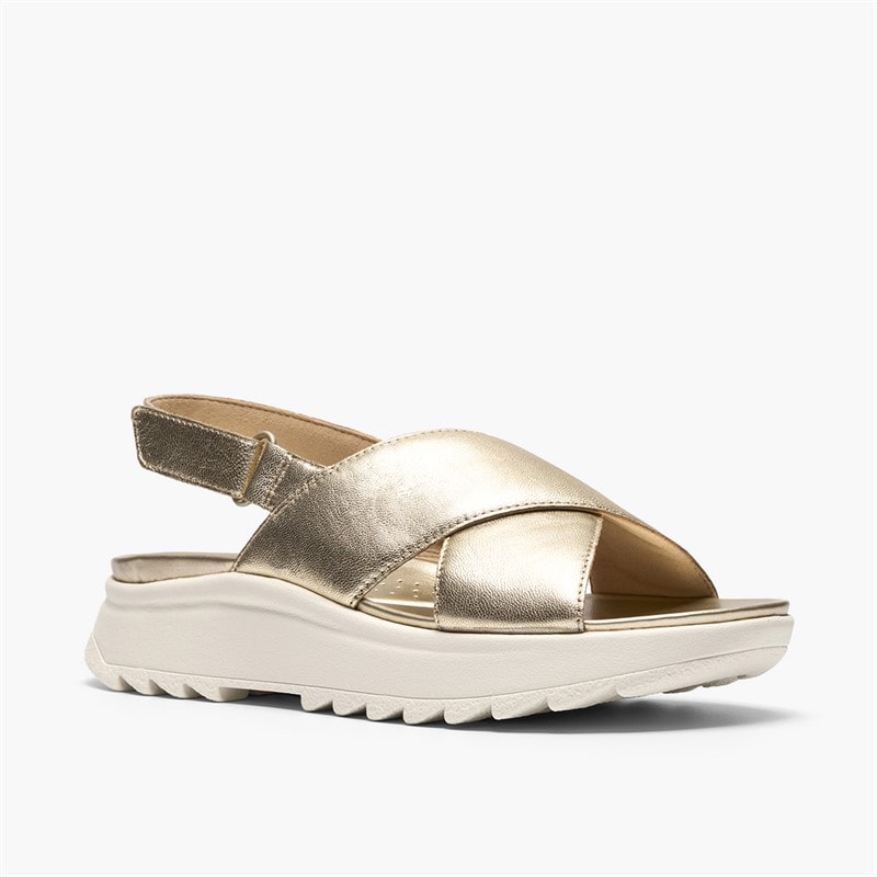 Clarks Womens Dashlite Wish Ankle Strap Sandals Gold Leather - Image 4