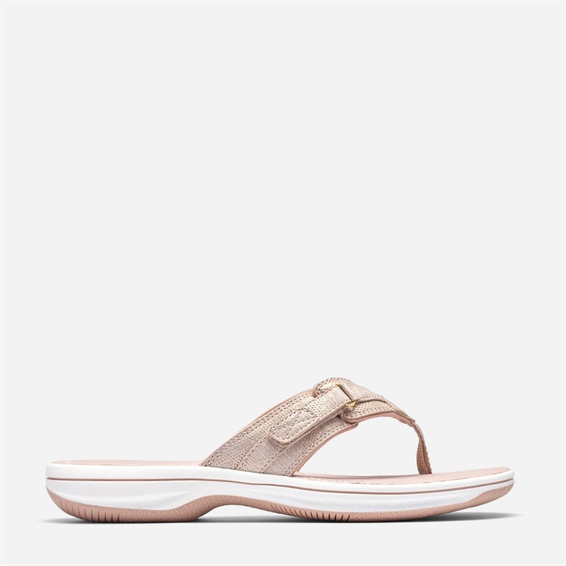 Clarks Womens Brinkley Sea Flip Flops Dusty Rose Metallic - Image 1