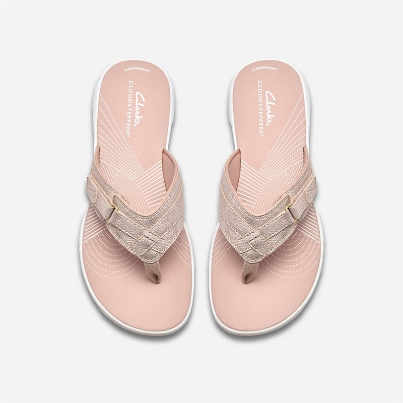 Clarks Womens Brinkley Sea Flip Flops Dusty Rose Metallic - Image 2