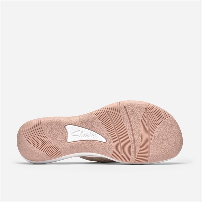 Clarks Womens Brinkley Sea Flip Flops Dusty Rose Metallic - Image 3