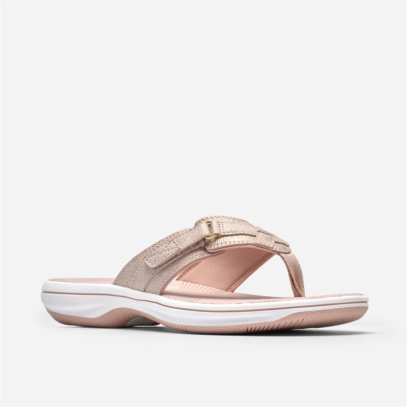 Clarks Womens Brinkley Sea Flip Flops Dusty Rose Metallic - Image 4