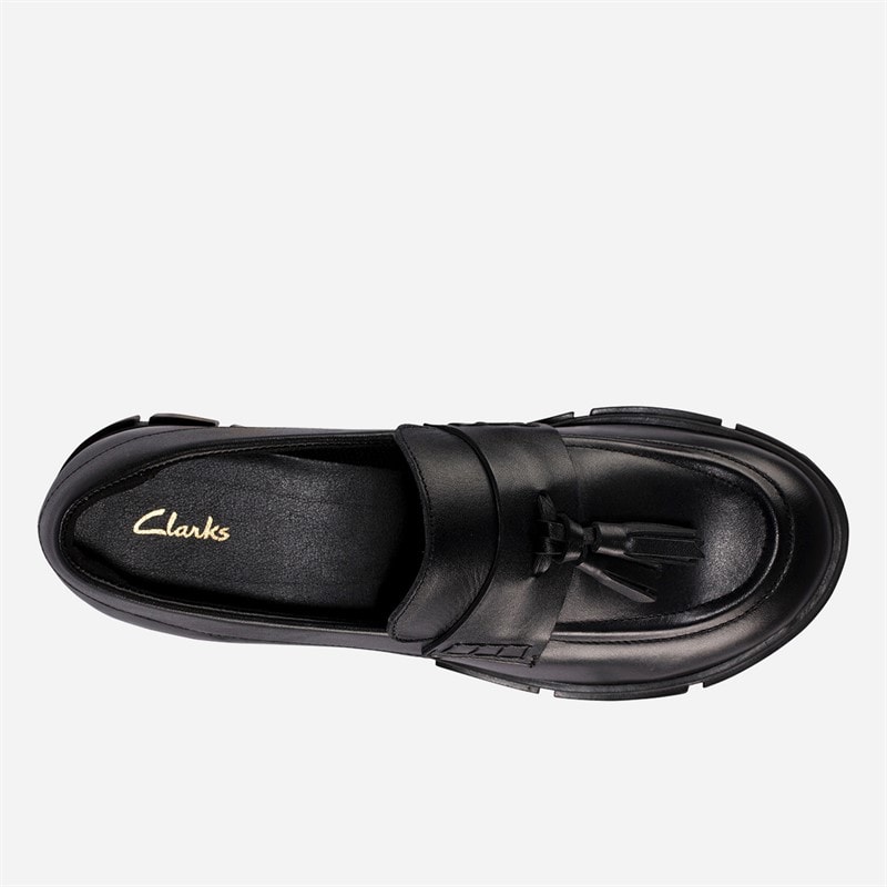 Clarks Womens Teala Loafers Black Leather - Image 4