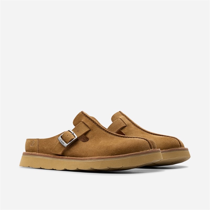 Clarks Mens Solsbury Mule Sandals Cola Suede - Image 4