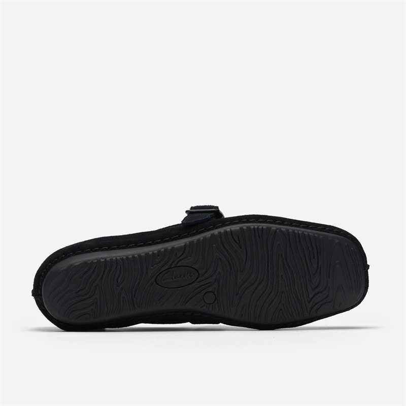 Clarks Womens Freckle T-Bar Loafers Black Suede - Image 3