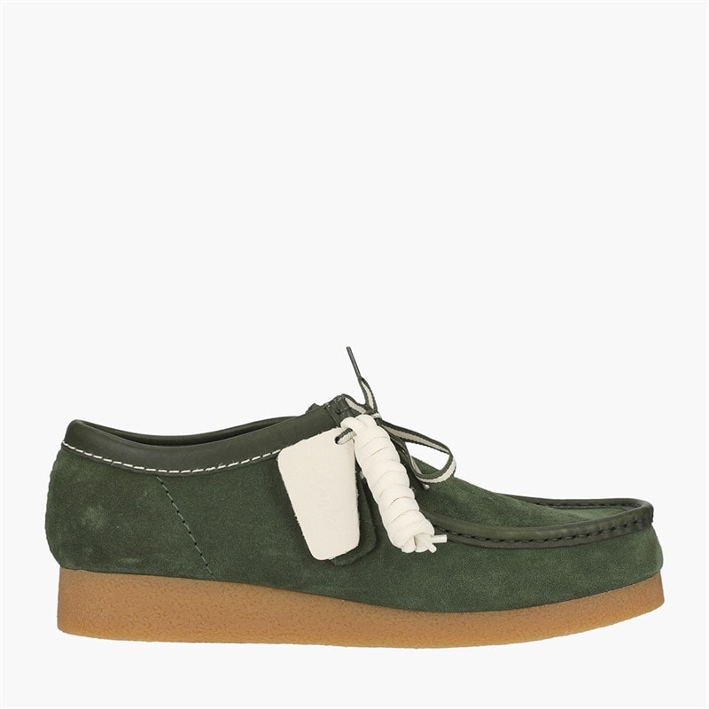 Clarks Mens Premium Wallabee Evo G Shoes Green Suede