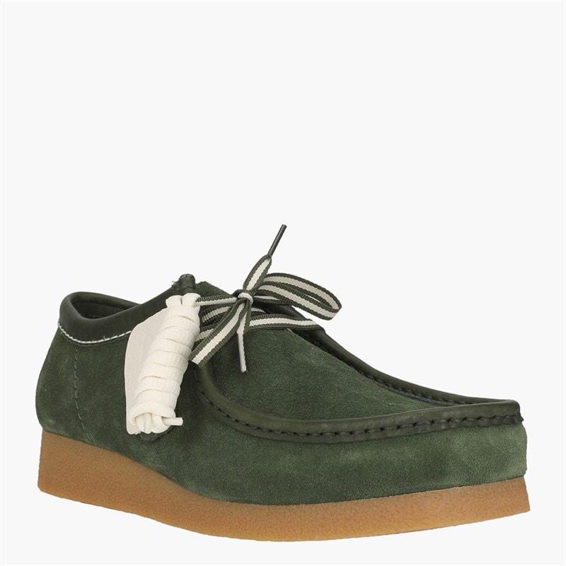 Clarks Mens Premium Wallabee Evo G Shoes Green Suede - Image 2
