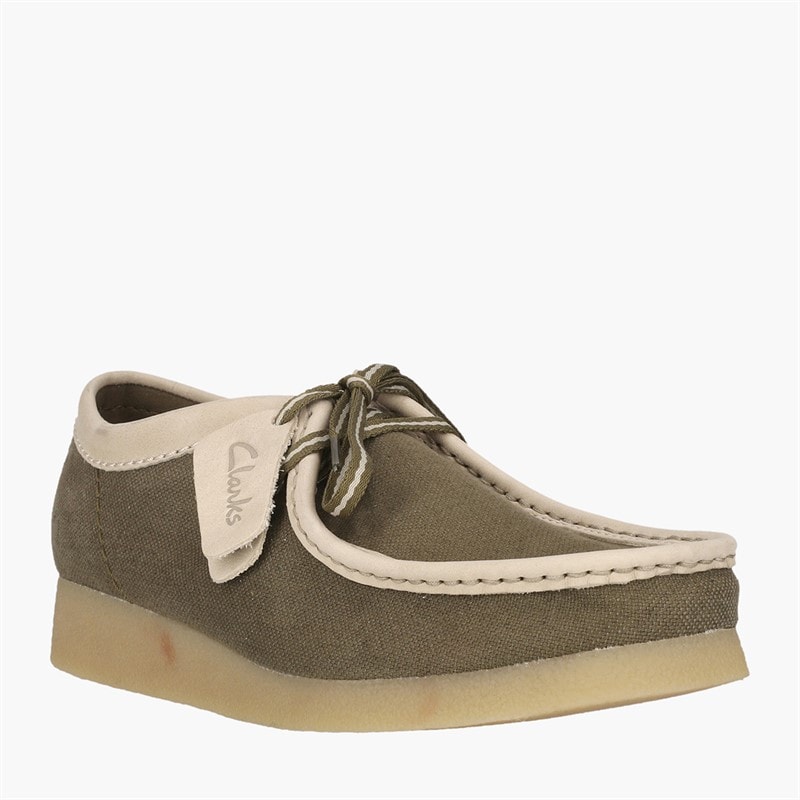 Clarks Mens Premium Wallabee Evo G Shoes Olive Combi - Image 2