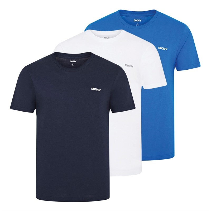 DKNY Mens Giants Three Pack T-Shirts Navy/White/Blue - Image 1