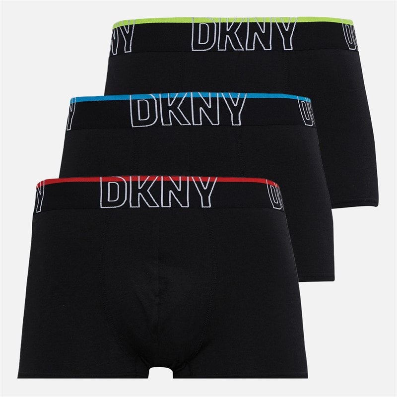 DKNY Mens Chico Three Pack Boxer Trunks Black - Image 1