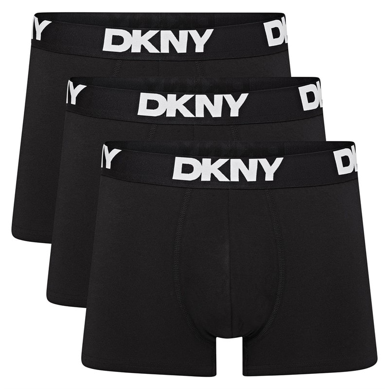 DKNY Mens Seattle Three Pack Boxer Trunks Black