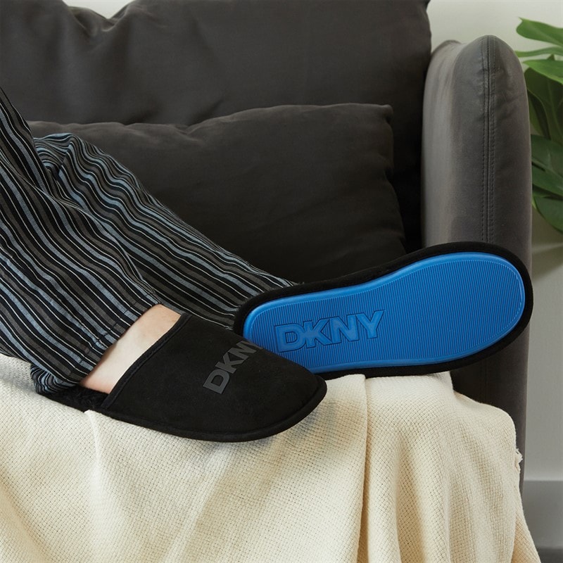 DKNY Mens Lyra Mule Slippers Black - Image 2